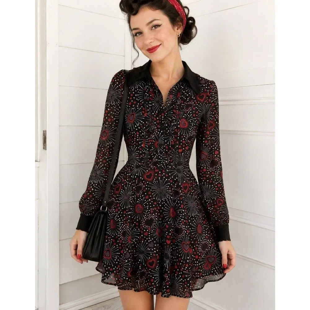 rockabilly mini dress Hell Bunny | Dresses | Hell Bunny Perry Mini Dress Sz Xs Rockabilly Vixen  Retro Swing Fit Flare